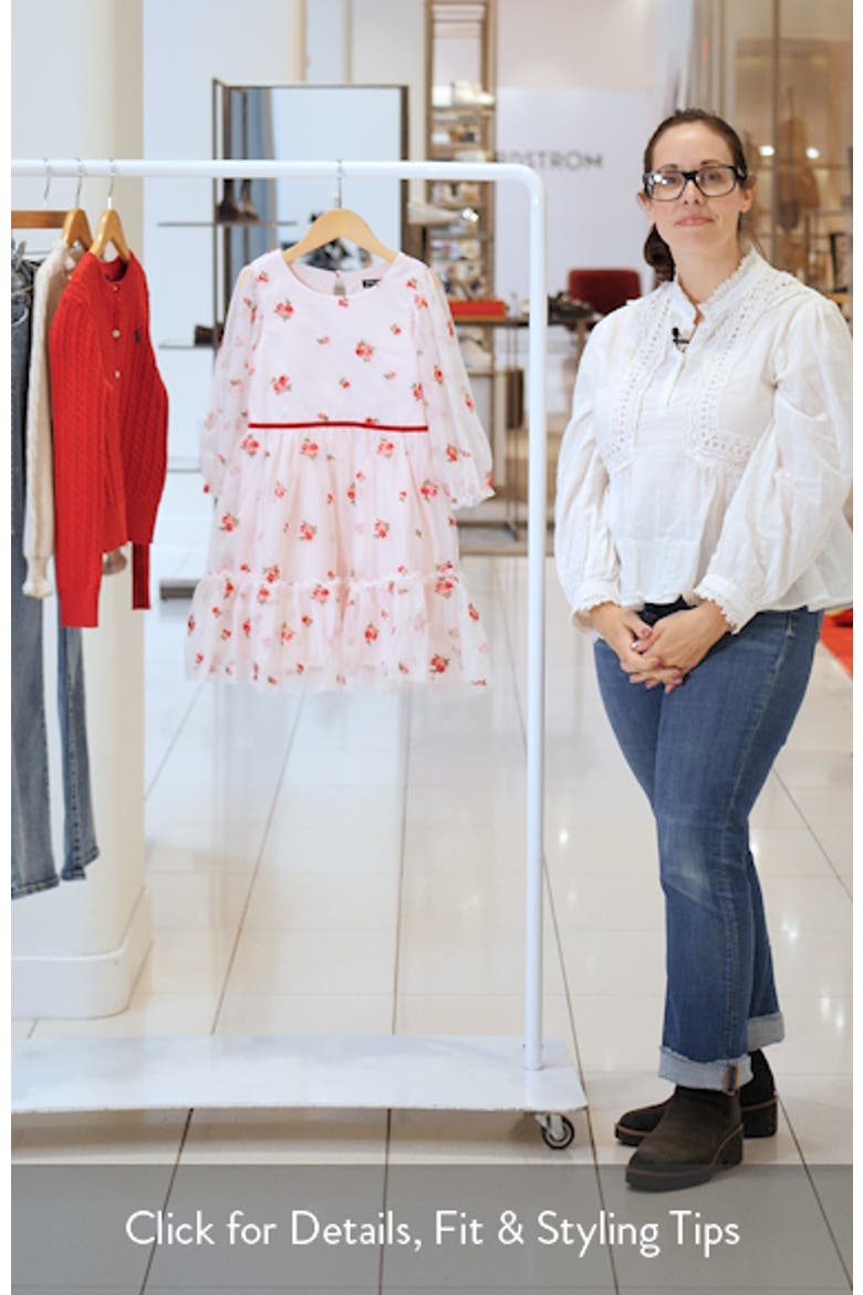 Kids' Floral Embroidered Mesh Tiered Party Dress video