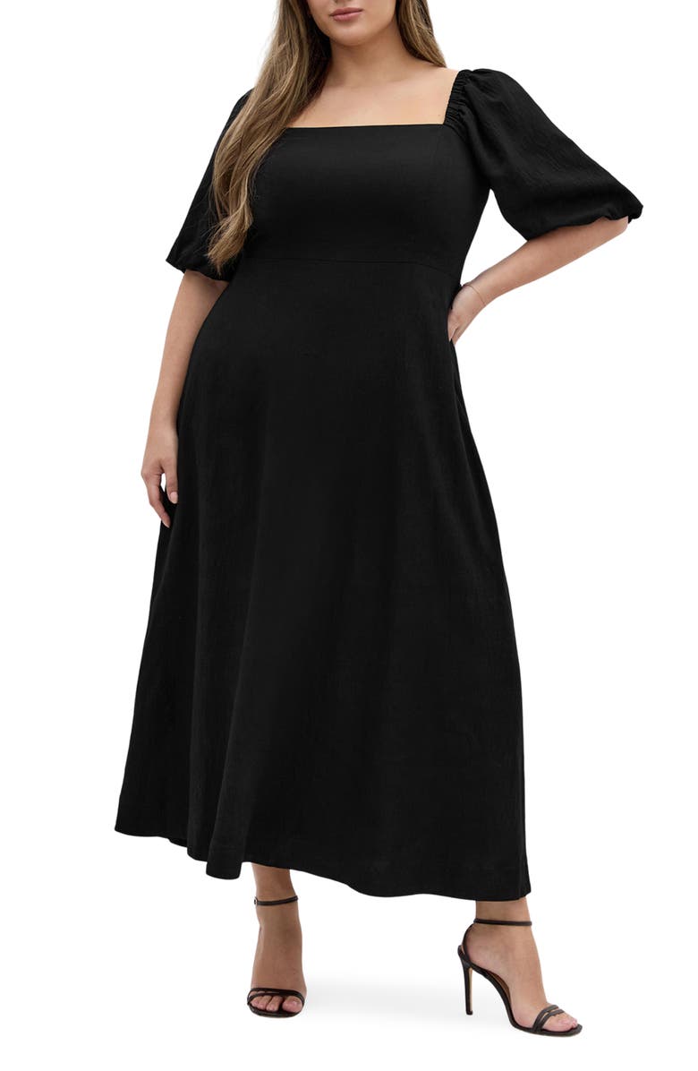 City Chic Collins Belted Maxi Dress, Main, color, Black
