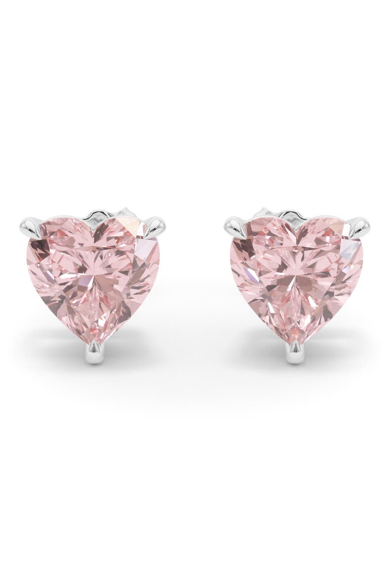 Pink Lab Created Diamond Stud Earrings, Alternate, color, 18K WHITE GOLD