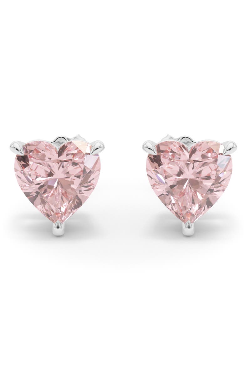 HauteCarat Pink Lab Created Diamond Stud Earrings, Alternate, color, 18K White Gold