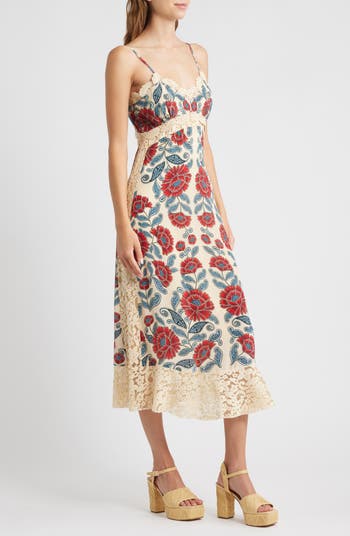 Francesca Sand Lace Detail Floral Dress