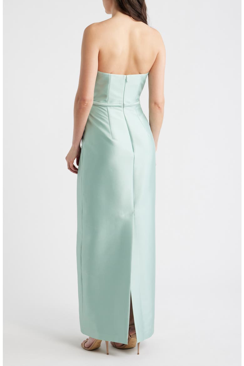 Sophia Floral Bead Embellished Mikado Strapless Gown, Alternate, color, CELADON FLORAL
