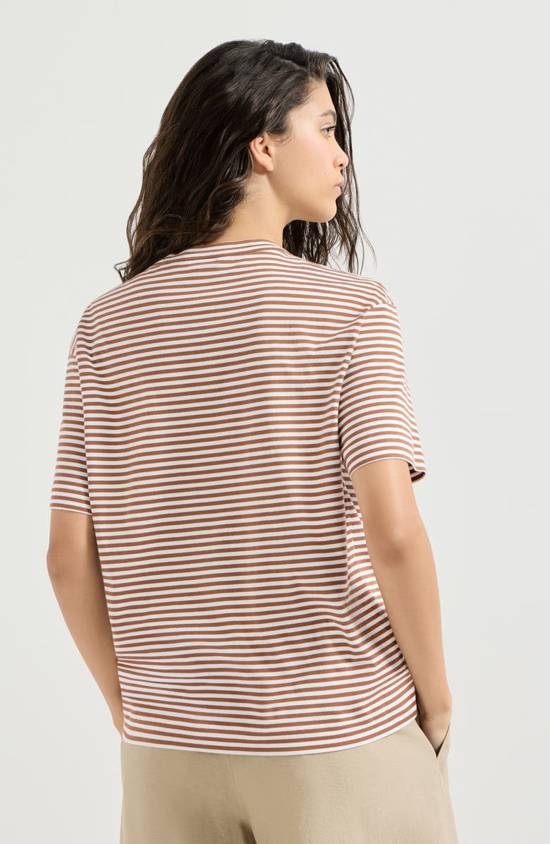 Brunello Cucinelli Striped jersey T-shirt, Alternate, color, Light Brown