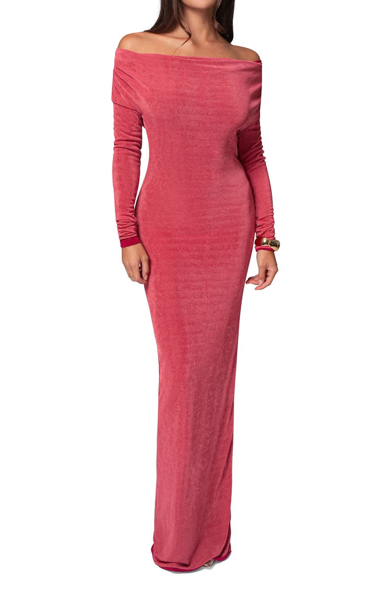 JLUXLABEL Ashton Reversible Long Sleeve Knit Gown, Alternate, color, Berry