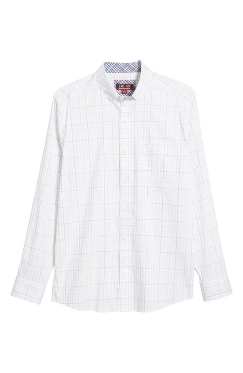 Johnston & Murphy Xc4® Windowpane Print Performance Button-down Shirt In White Multi