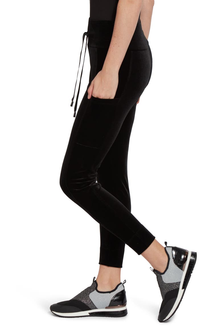 Lyssé Nook Velvet Joggers, Alternate, color, BLACK