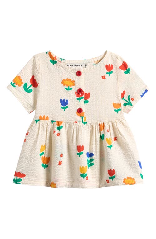 Bobo Choses Garden Party Cotton Seersucker Dress In Off White