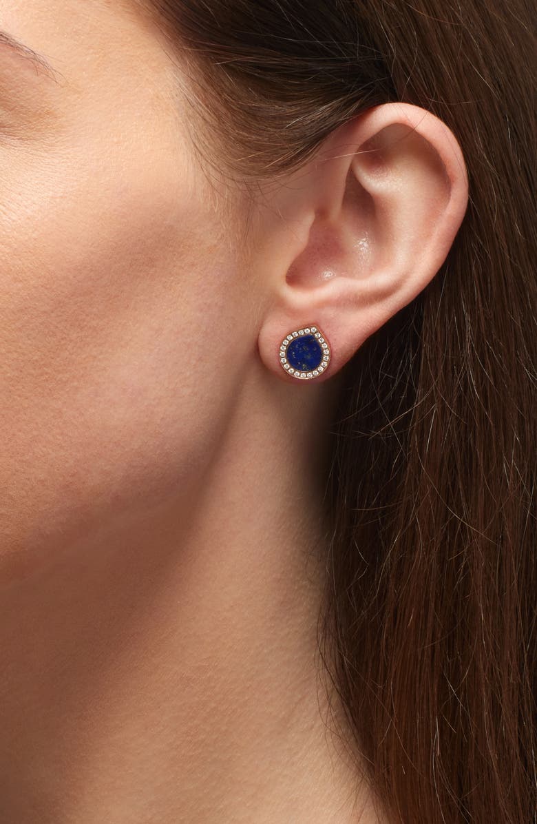REPOSSI Antifer Lapis Lazuli & Diamond Pavé Stud Earring, Alternate, color, Lapis