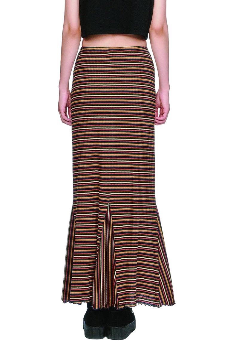 Anna Sui Venetian Stripe Trumpet Skirt, Alternate, color, Caramel Multi