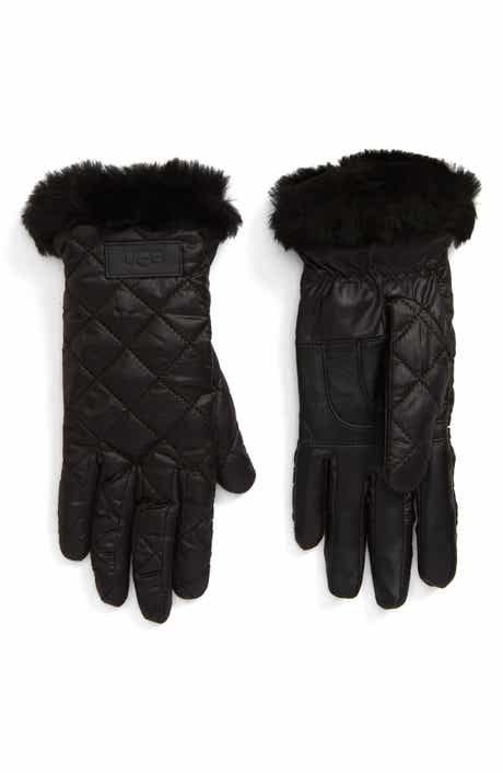UGG® All Weather Touchscreen Compatible Quilted Gloves with Genuine Shearilng Trim