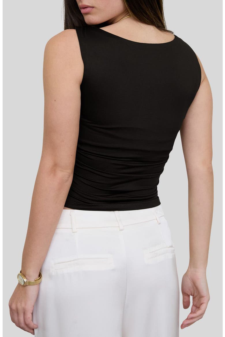 Boat Neck Sleeveless Top, Alternate, color, BLACK