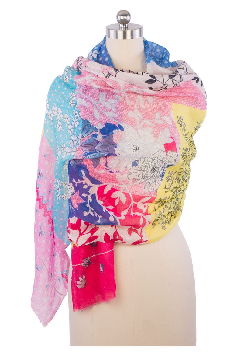 Happy Floral Print Scarf, Alternate, color, WHITE MULTI