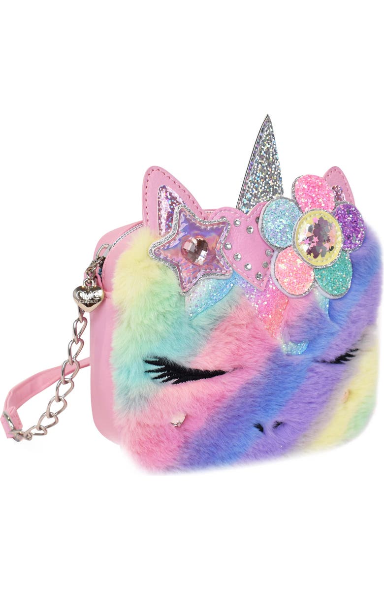 OMG Accessories Kids' Miss Gwen Faux Fur Unicorn Crossbody Bag, Alternate, color,