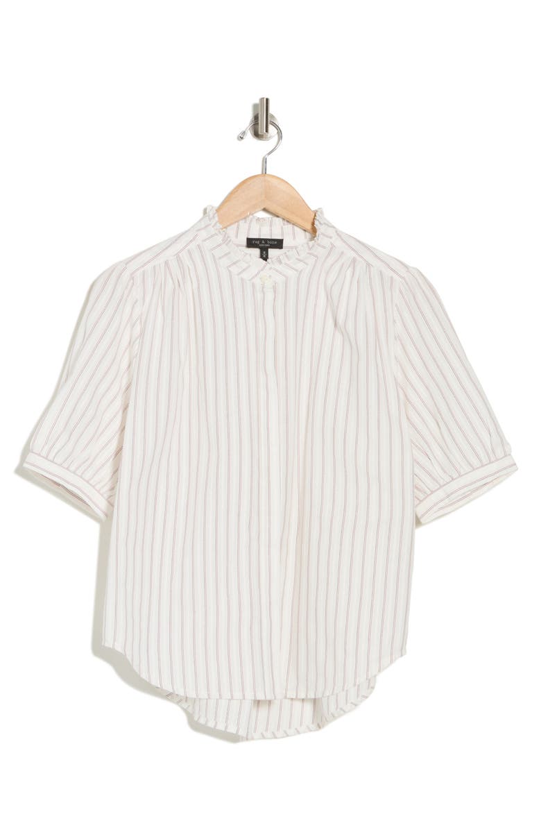 rag & bone Jordan Stripe Short Sleeve Cotton Button-Up Shirt, Main, color, 