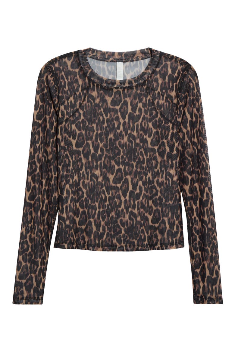 Mesh Mix Long-Sleeve Tee, Alternate, color, BROWN ELEGANT LEOPARD
