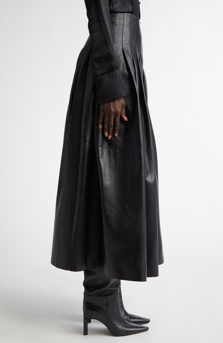 Altuzarra Frankie Pleated Lambskin Leather Skirt, Alternate, color, 