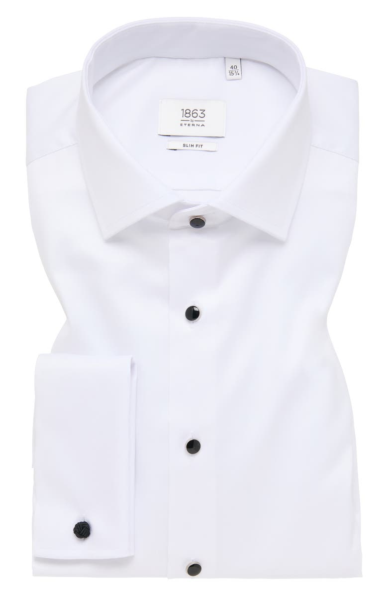 1863 by Eterna Luxury Black Tie Slim Fit Dress Shirt, Alternate, color, White