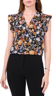 Chaus Print Flutter Sleeve Blouse