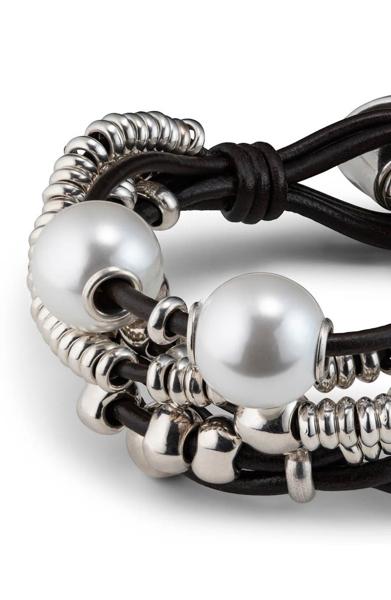 UNODE50 Smooth Leather Loop Bracelet, Alternate, color, Silver