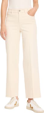 NIC+ZOE Weekend Raw Hem Mid Rise Ankle Wide Leg Jeans