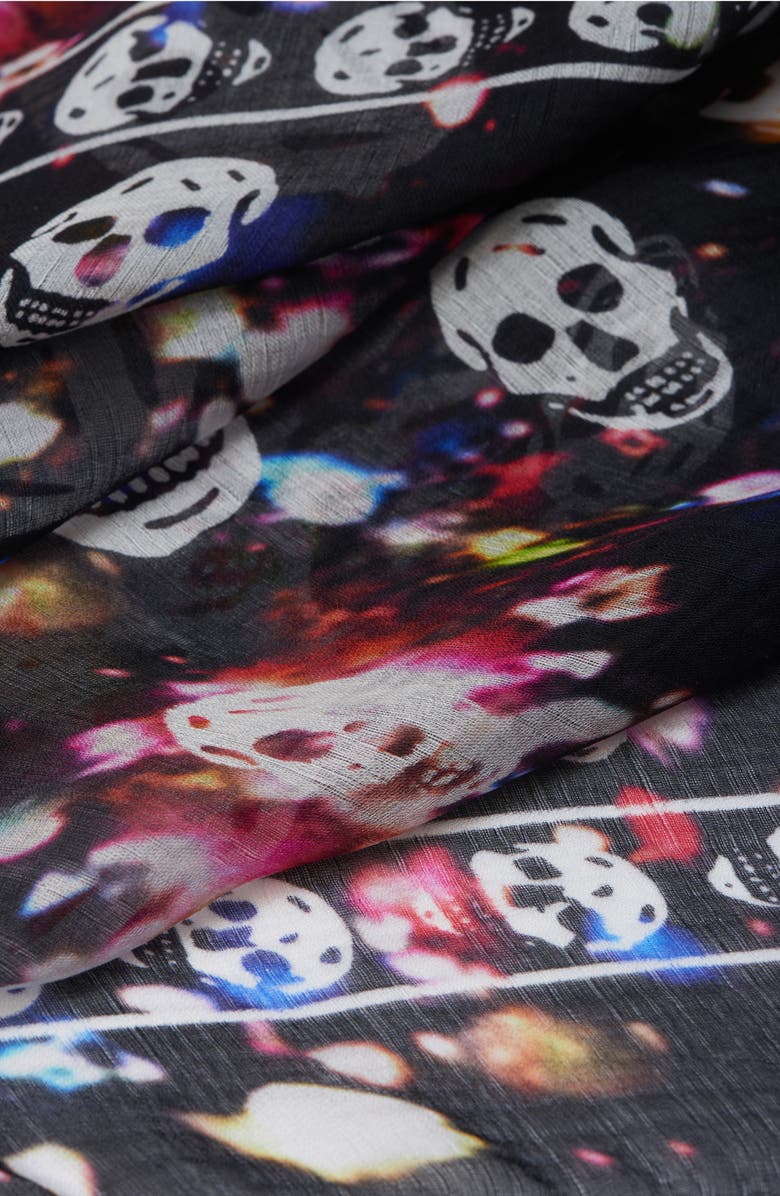 McQueen Confetti Skull Silk Square Scarf, Alternate, color, Black/ Multicolour