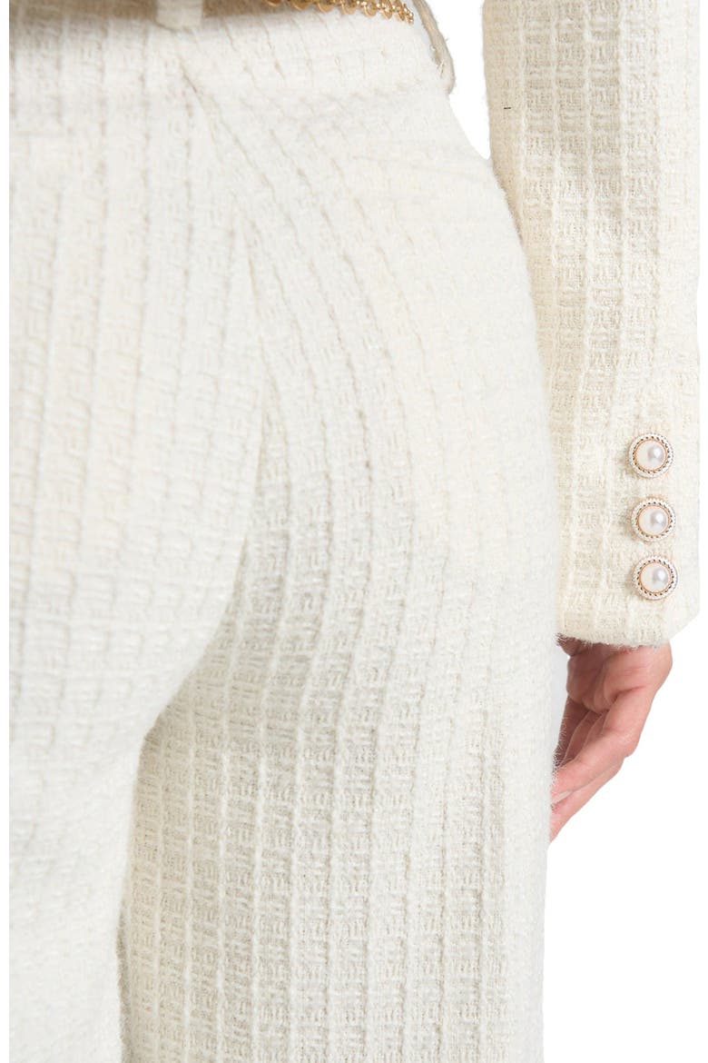 Celine Cropped Tweed Jacket with Pearls, Alternate, color, Cream