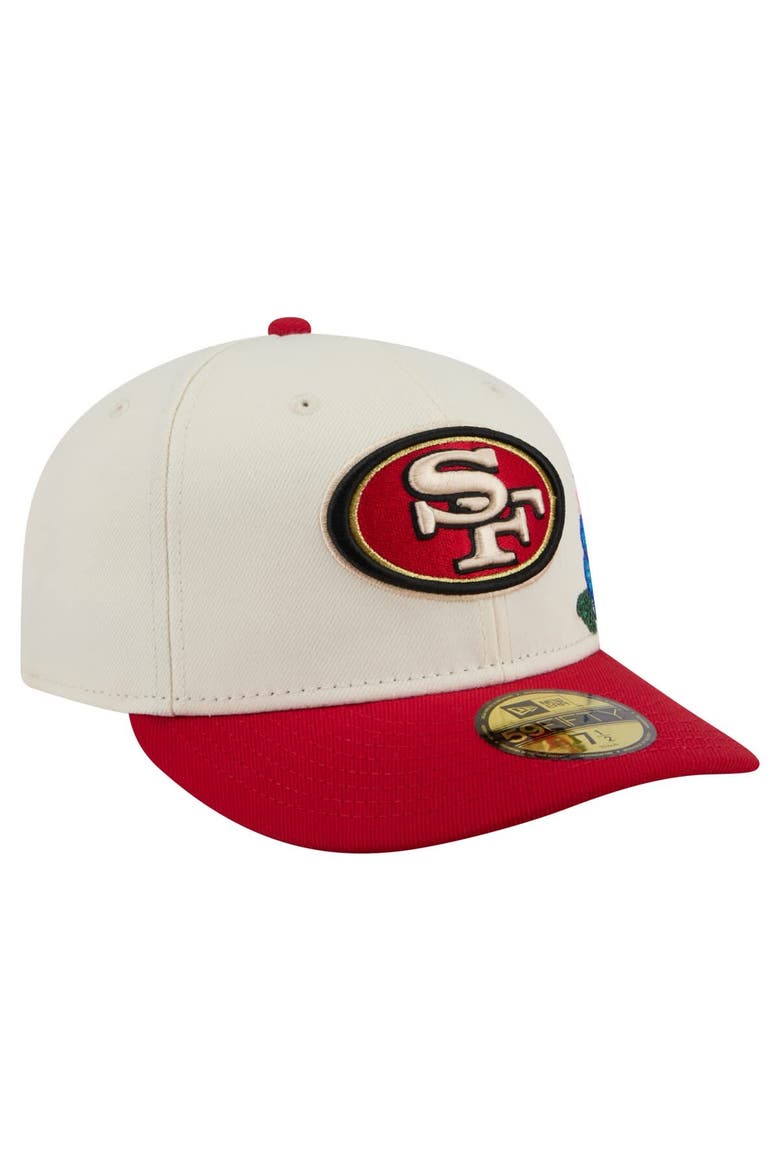 Men's New Era Cream/Scarlet San Francisco 49ers Tonal Floral 59FIFTY Fitted Hat, Alternate, color, Cream