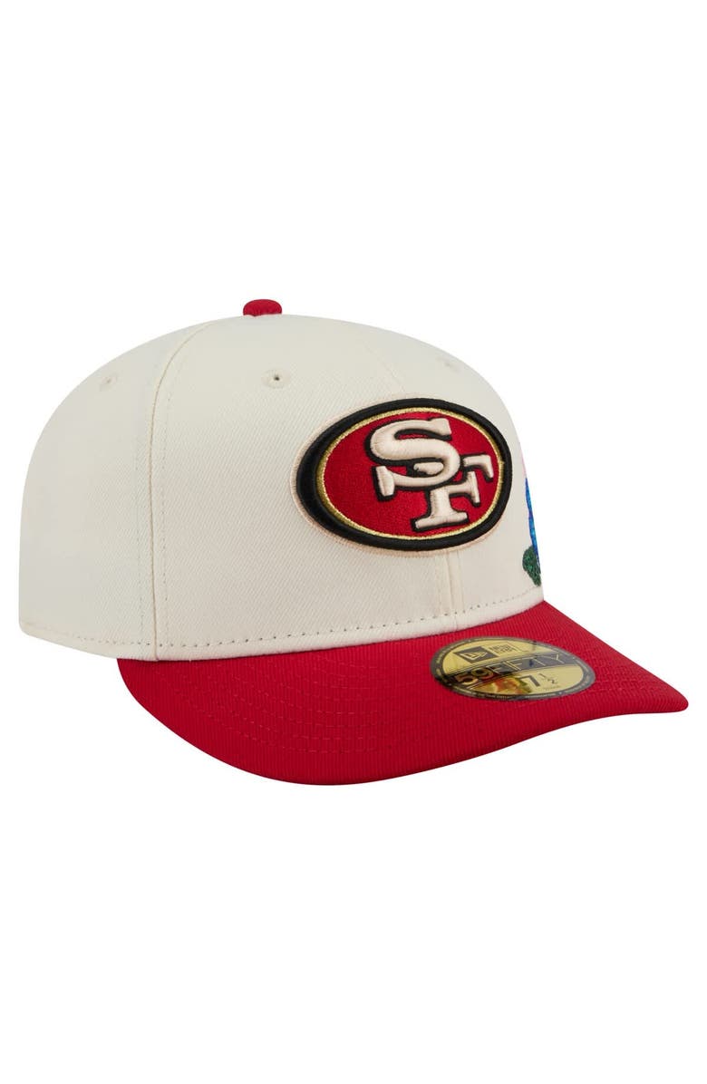 New Era Men's New Era Cream/Scarlet San Francisco 49ers Tonal Floral 59FIFTY Fitted Hat, Alternate, color, Cream