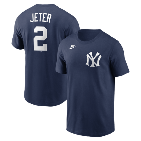 Men's Nike Derek Jeter Navy New York Yankees Cooperstown Collection Name & Number T-Shirt