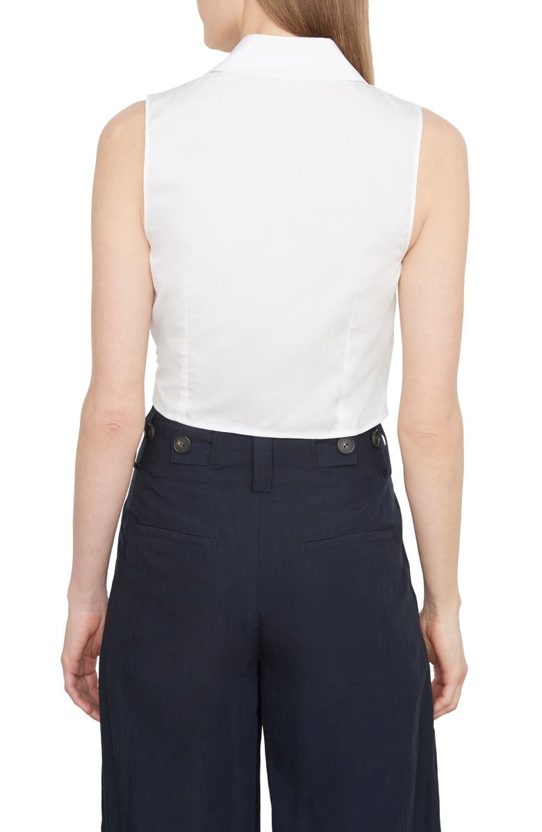 Vince Sleeveless Cotton Wrap Shirt, Alternate, color, Optic White