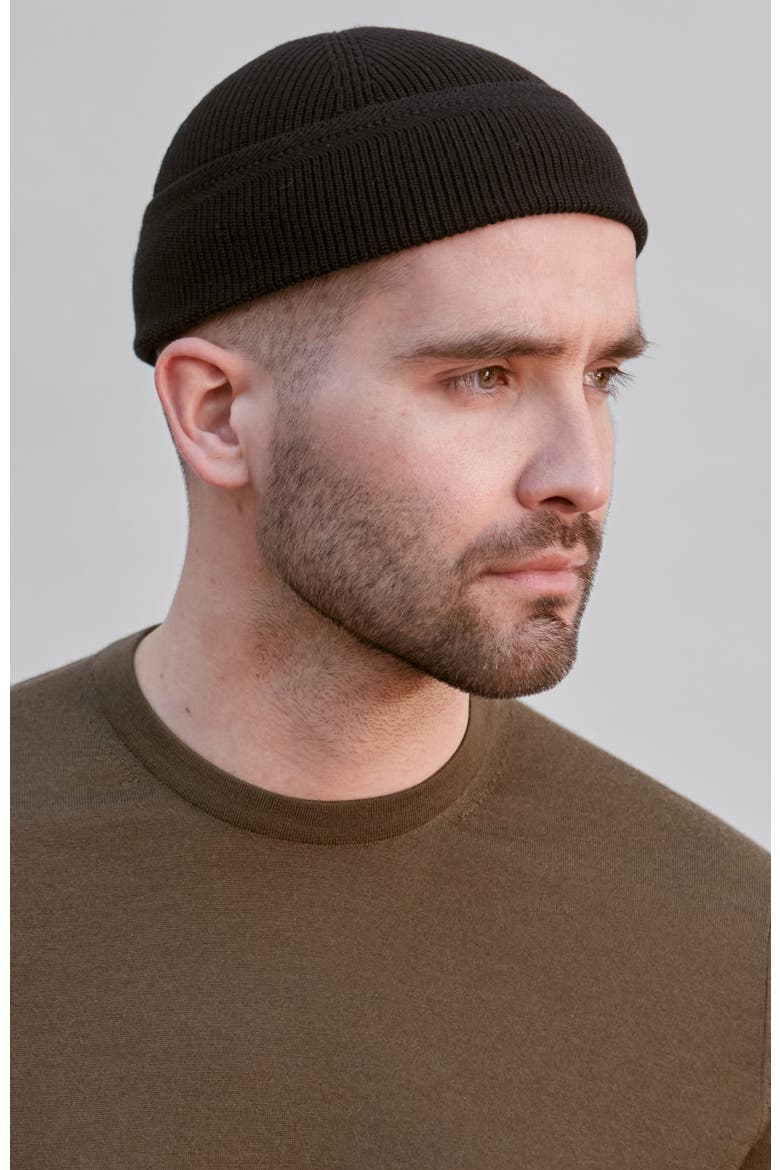 Fowie Fine Knit Beanie, Main, color, Black
