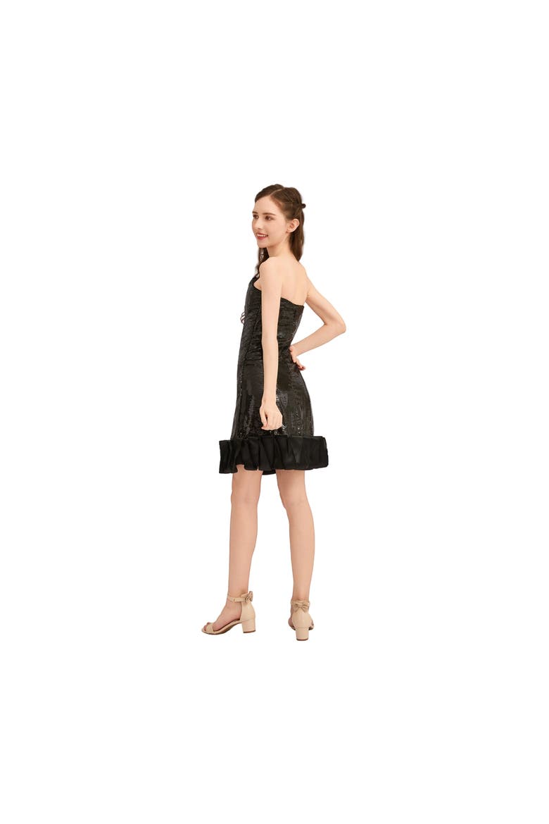 Satin Strapless Dress, Alternate, color, Black