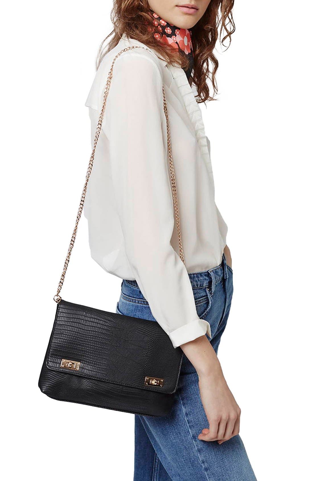 Topshop 'Vintage Cable' Clutch, Alternate, color, 