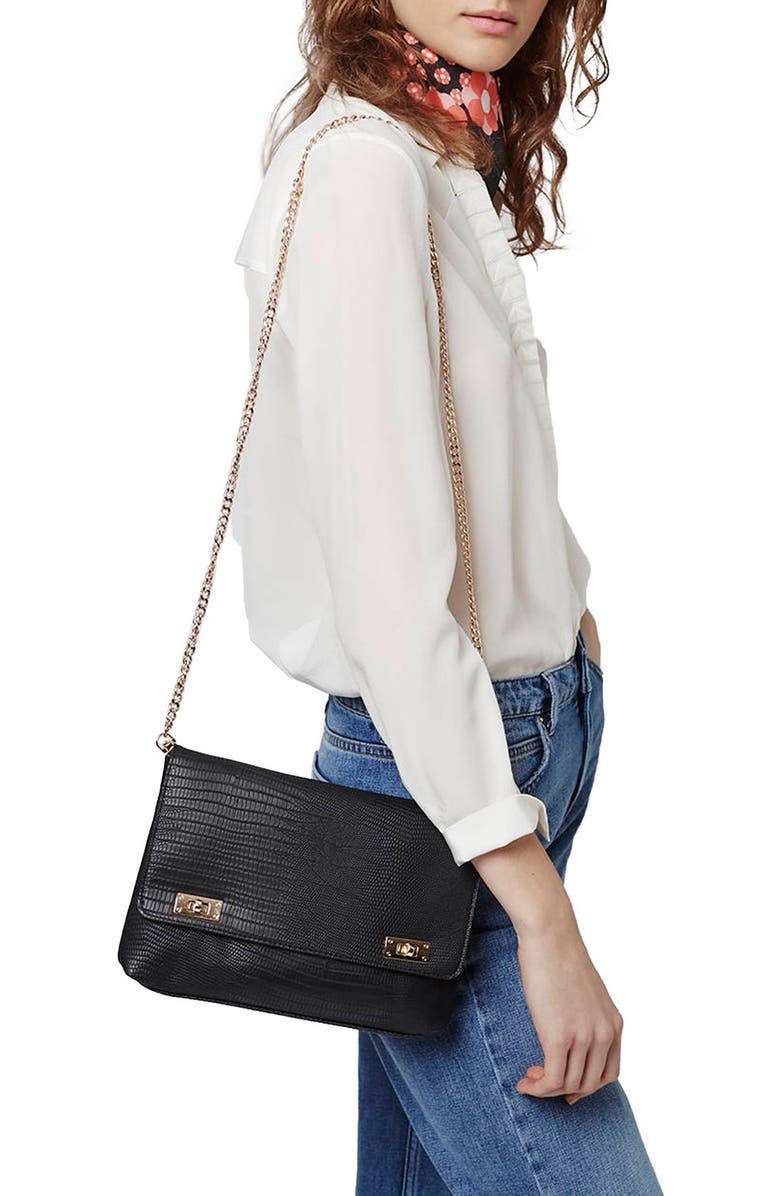 Topshop 'Vintage Cable' Clutch, Alternate, color,