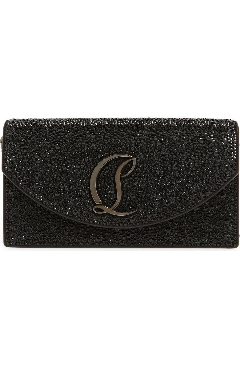 Christian Louboutin Small Loubi54 Strass Clutch, Main, color, Black/ Gun Metal