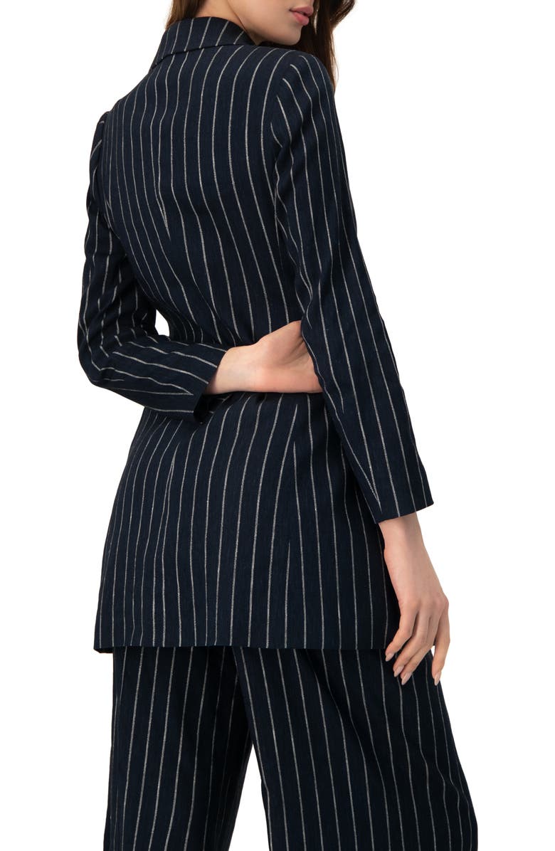 IVONNE Striped Blazer with Patch Pockets, Alternate, color, Navy Blue