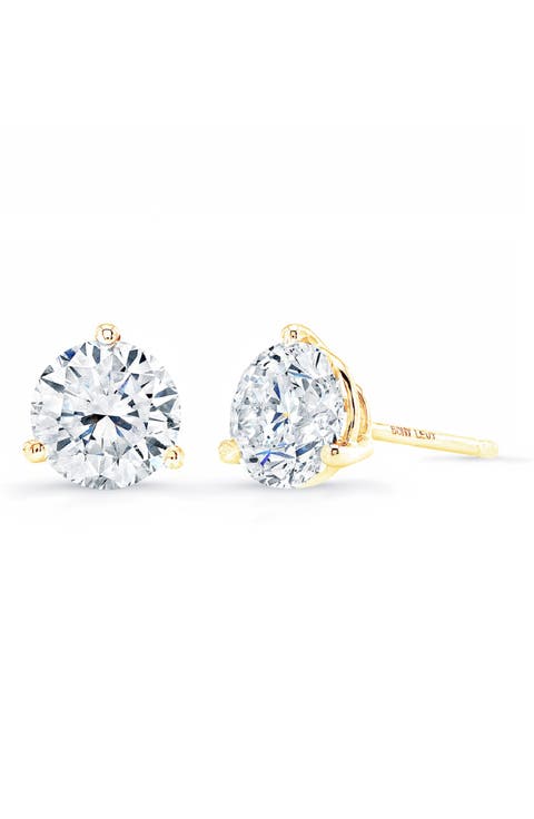 18K Gold Diamond Stud Earrings