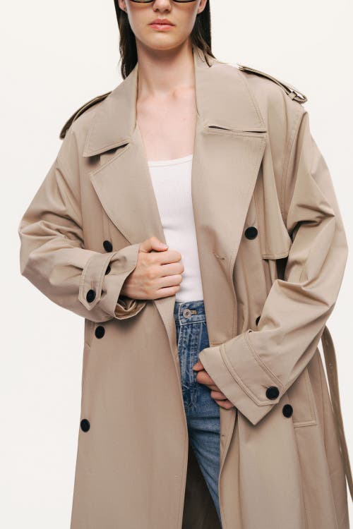 Nocturne Oversized Double-breasted Trench Coat In Neutral