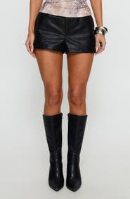 Princess Polly Top Class Low Rise Faux Leather Shorts