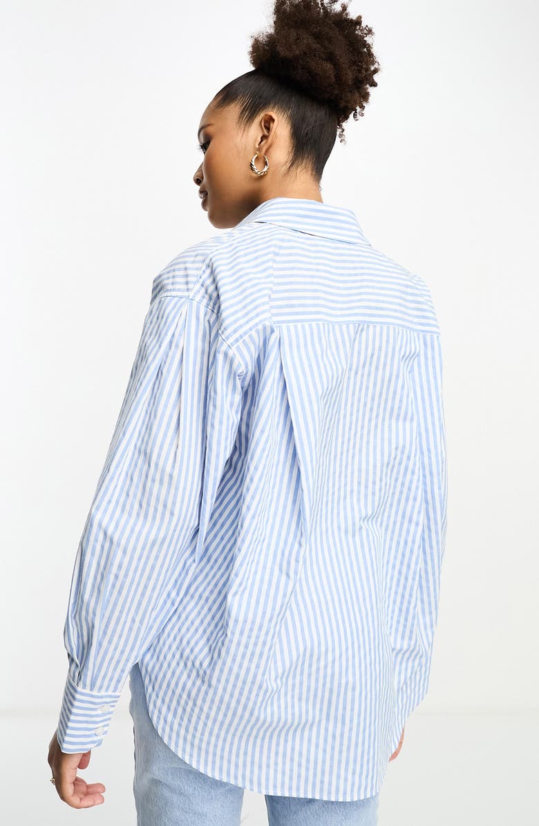 ASOS DESIGN Oversize Stripe Cotton Button-Up Shirt, Alternate, color, 