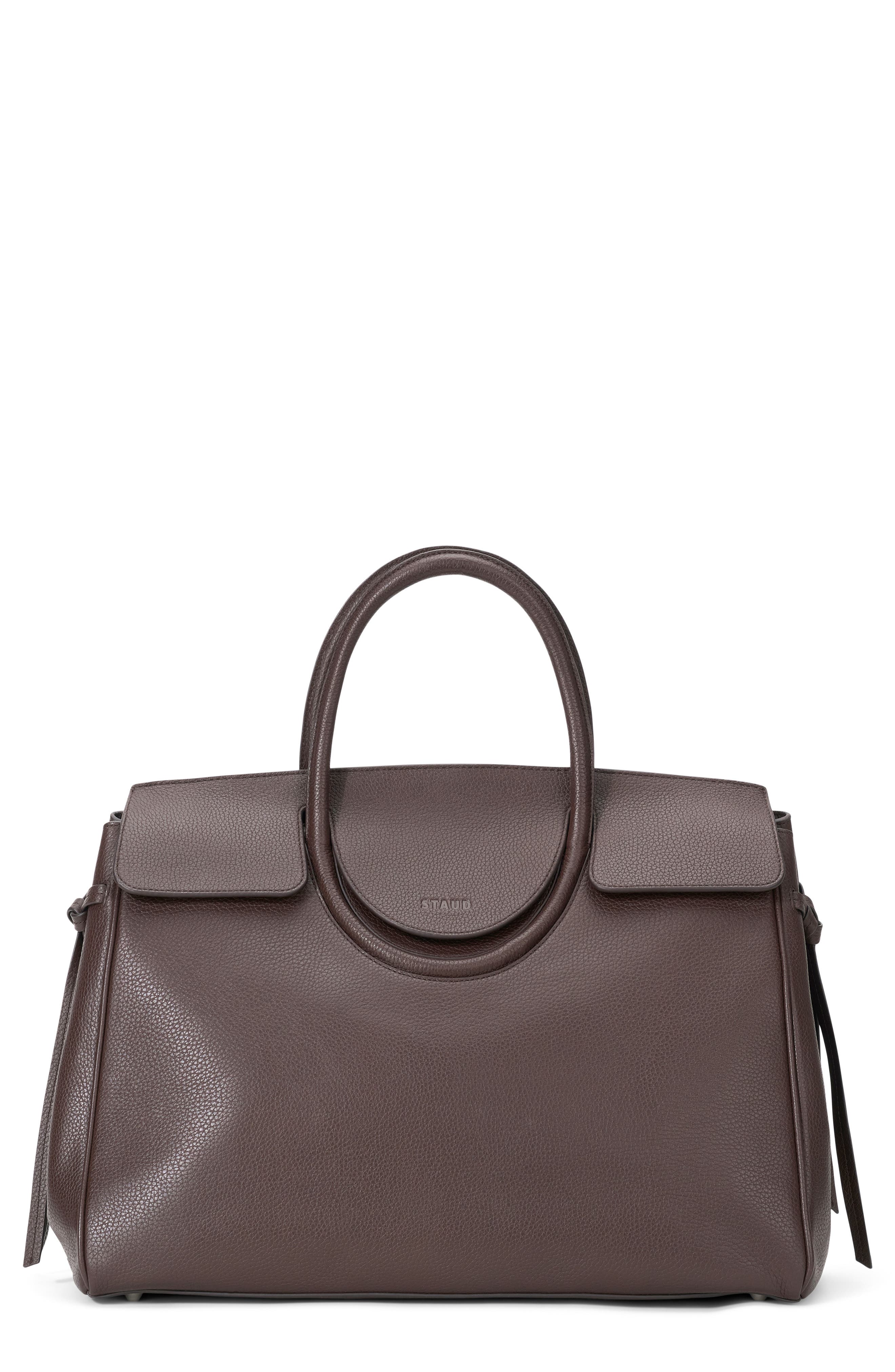 STAUD Maude Carryall Leather Tote, Main, color, Espresso