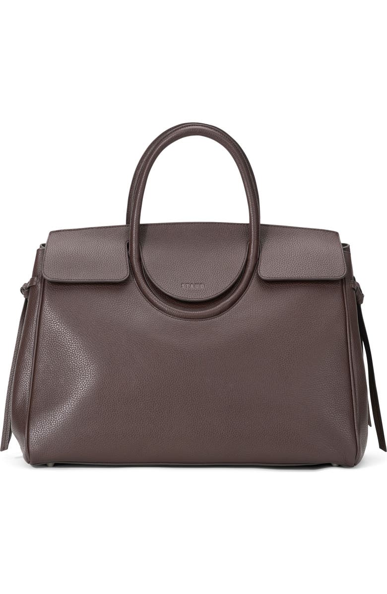 STAUD Maude Carryall Leather Tote, Main, color, Espresso