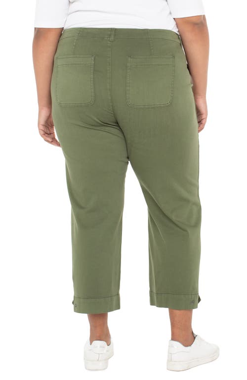 Liverpool Los Angeles Crop Straight Leg Linen Blend Utility Pants In Green
