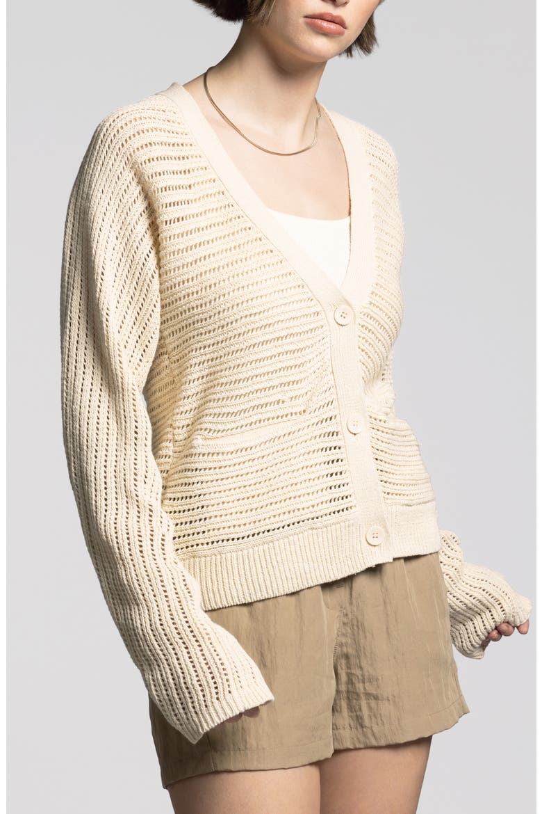 Lisette Linen & Cotton Cardigan, Alternate, color, BONE