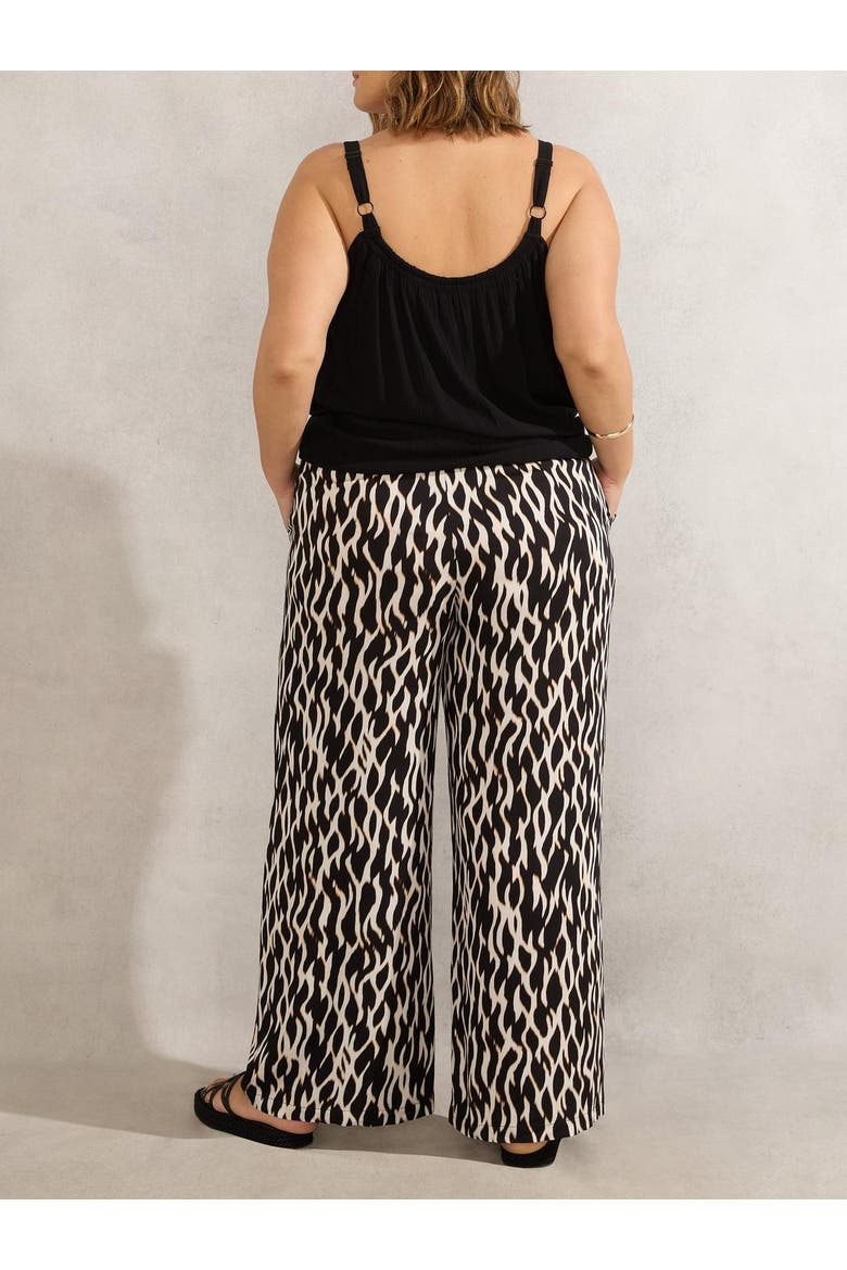 Drawstring Waist Wide Leg Pants, Alternate, color, Cream/Black