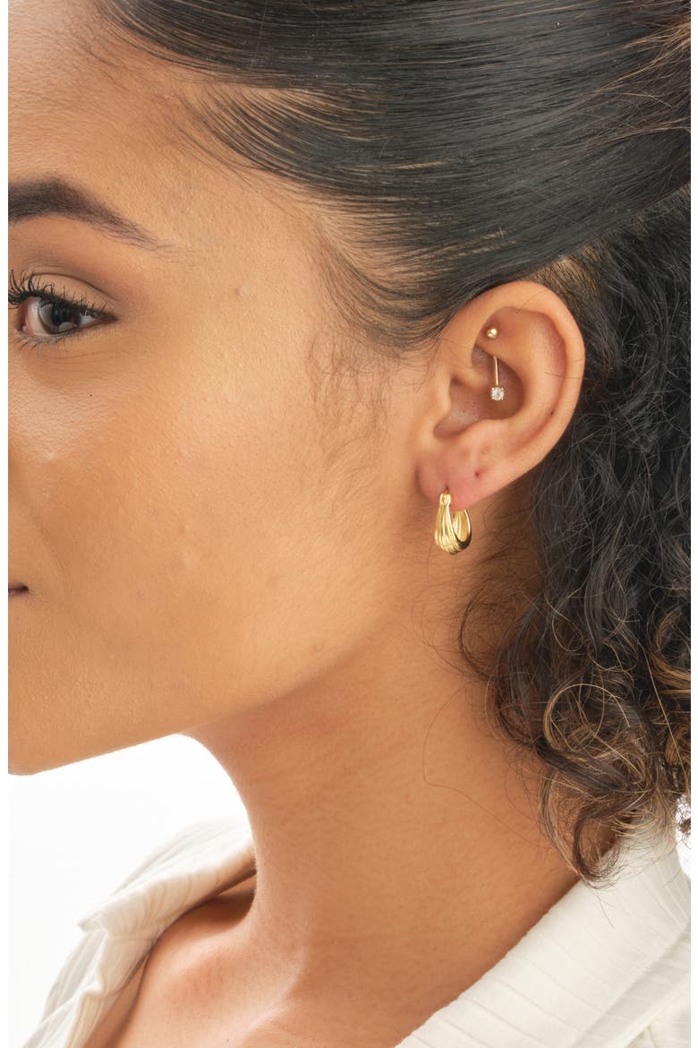 Ripple Hoop Earrings, Alternate, color, GOLD