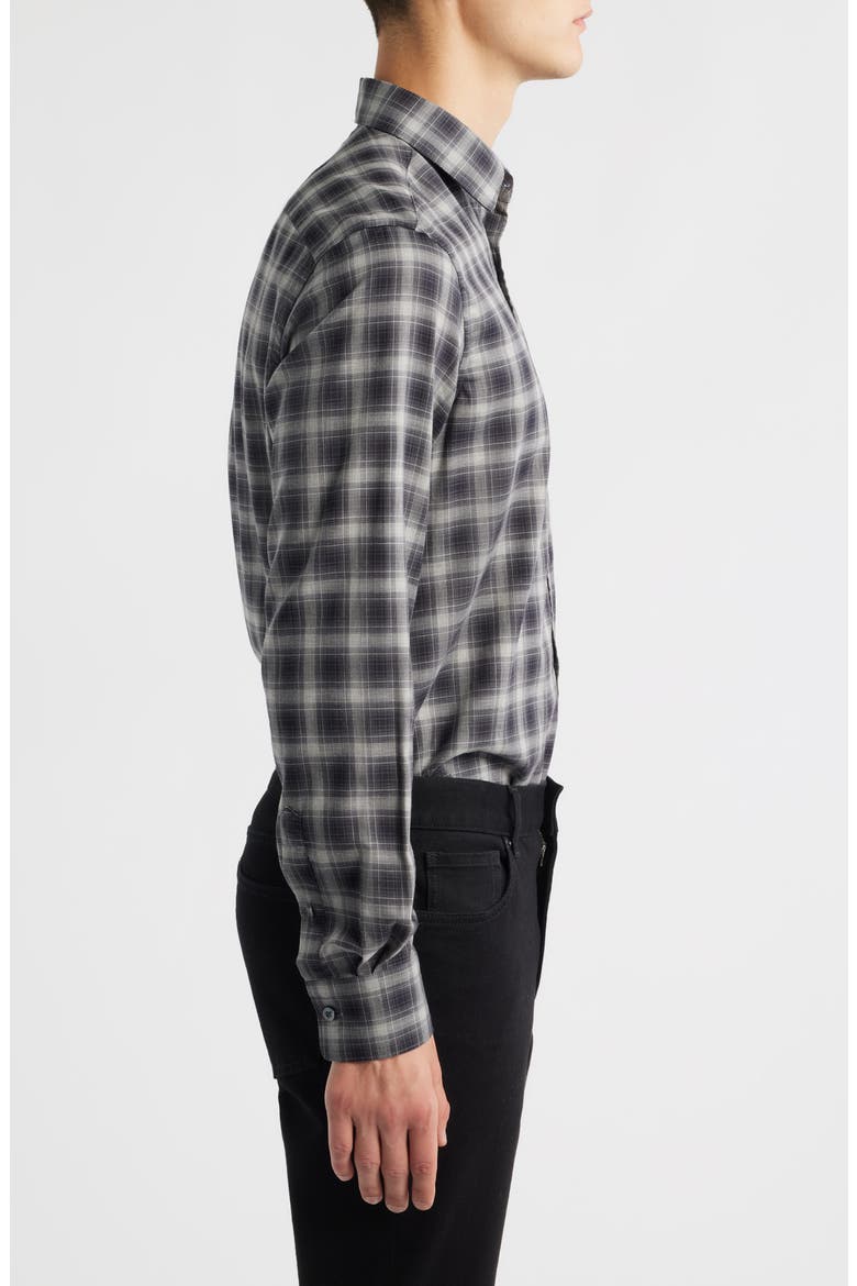 Regular Fit Plaid Dress Shirt, Alternate, color, BLACK