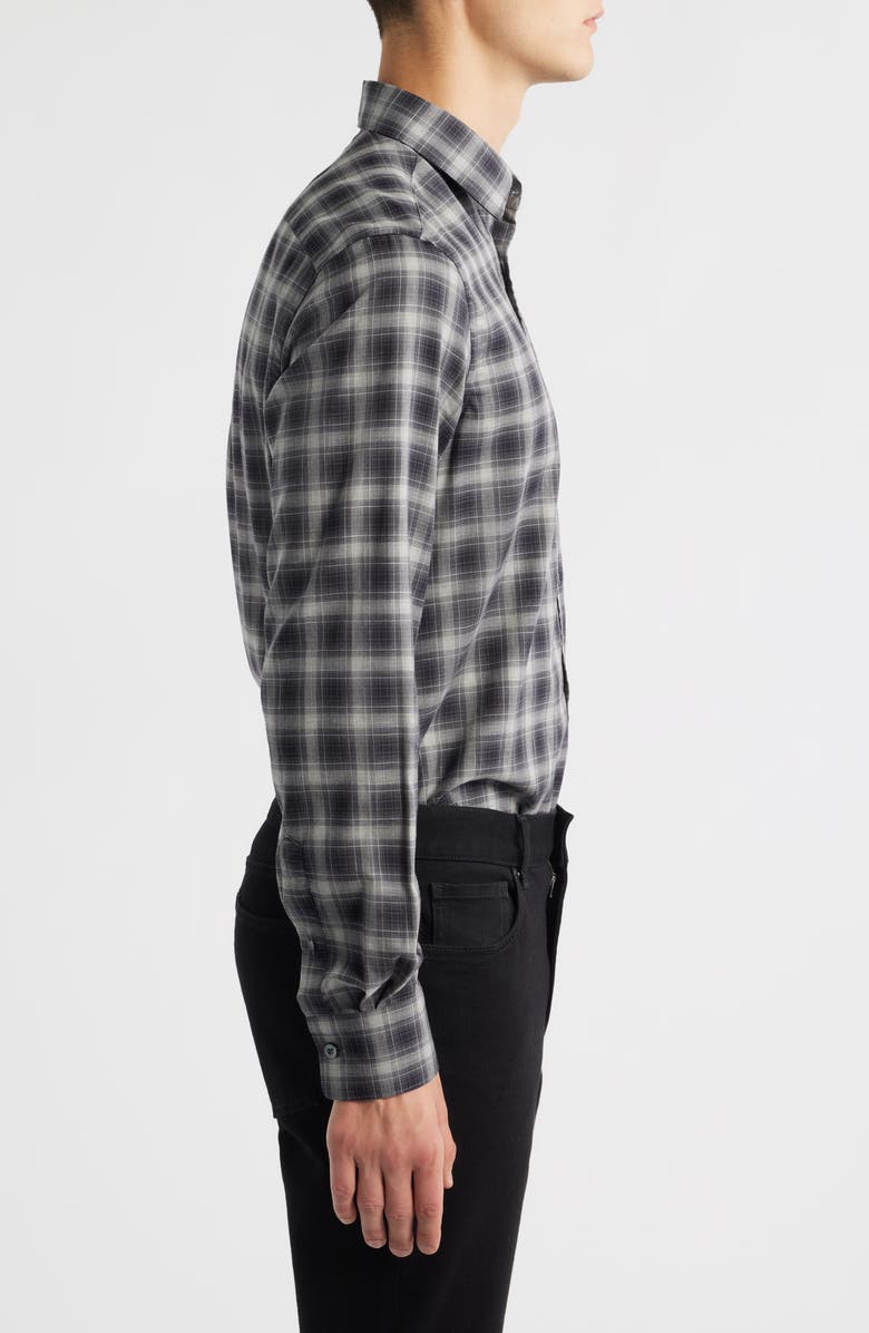 Canali Regular Fit Plaid Dress Shirt, Alternate, color, Black