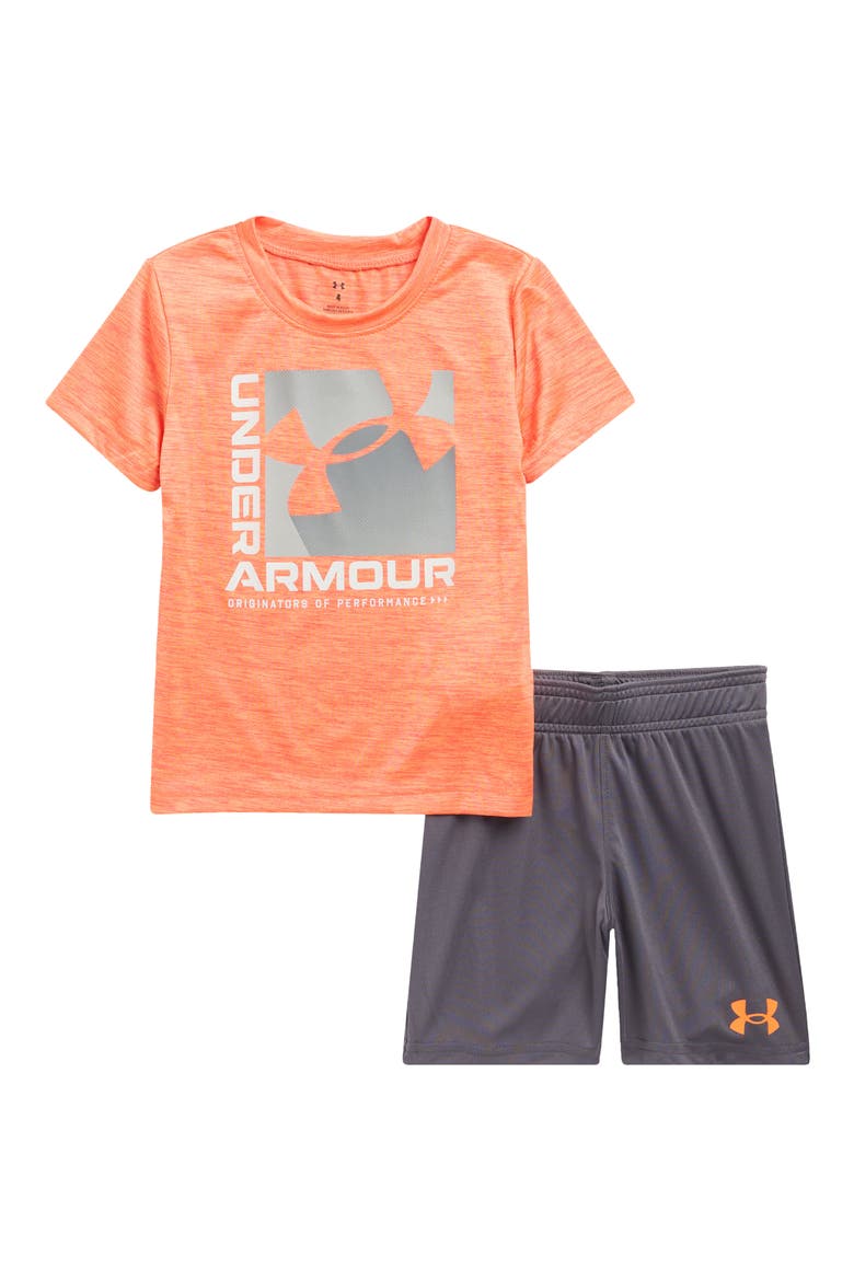 Kids' Twist Logo T-Shirt & Shorts Set, Main, color, VENOM RED ORANGE GREEN