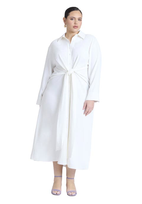 Tie Front Oversized Shirt Dress (Plus)